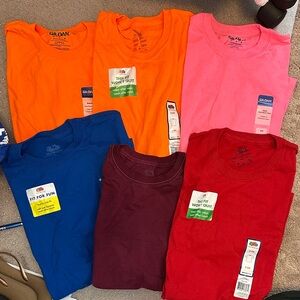 Gildan/Fruit of the Loom Colorful T-Shirts Bundle - Red, Pink, Orange, Blue